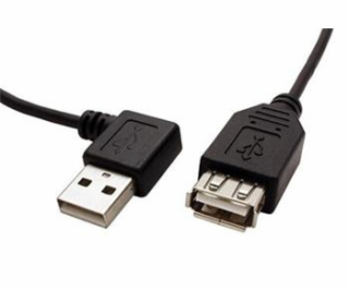 Kabel USB 2.0 A-A 15 cm prodlužovací, lomený vpravo, černý