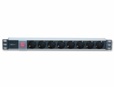 Techly Rack 19-palcový 1U 250V / 16A, 8xSCHUKO, 3m (100488)