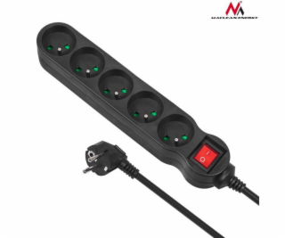 Napájacia lišta Maclean Energy 5 zásuviek 1,4 m čierna (M...