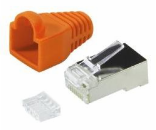 LogiLink RJ45 CAT.6 FTP zástrčka s krytom, oranžová 100 k...