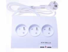 PREMIUMCORD Prodlužovací přívod 230V 1,5m 5zásuvek+vypínač+2x USB 2A