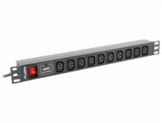 Lanberg RACK PDU LANBERG 1U 10A 10X IEC C13 2M ČIERNA C14 (PDU-10I-0200-IEC-BK)