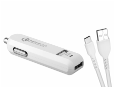 AVACOM CarMAX 2 nabíječka do auta 2x Qualcomm Quick Charge 2.0, bílá barva (USB-C kabel)