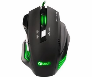 C-TECH myš AKANTHA, herní, zelené podsvícení, 2400 DPI, USB