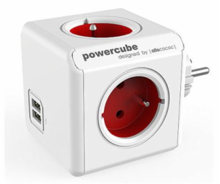Zásuvka PowerCube ORIGINAL USB, Red, 4 rozbočka, 2x USB