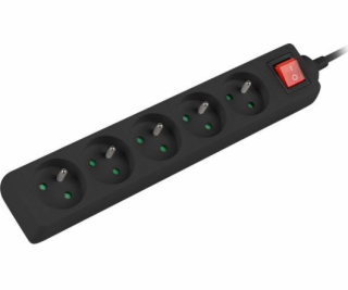 Prodlužovací kabel Lanberg PS1 5 zásuvky 3m vypínač černá