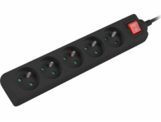 Prodlužovací kabel Lanberg PS1 5 zásuvky 3m vypínač černá