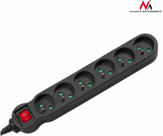 MacLean Power Strip 6 Sockets 1,5 m Black (MCE225)
