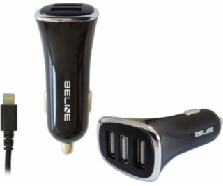 Nabíjačka do auta 3xUSB + microUSB 4A čierna
