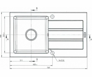 Sink MAIDSINKS Promo 76x44 1B 1D black