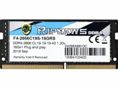 Pamäť notebooku G.Skill SODIMM DDR4 pamäť 16GB Ripjaws 2666MHz CL19 1,2V