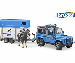 Bruder Land Rover Defender Polícia s prívesom na kone, fi...