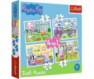 Trefl Puzzle 4v1 Spomienka na prázdniny prasiatka Peppa