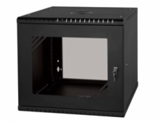 LEXI 19  nástěnný rozvaděč Basic 9U, šířka 520mm, hloubka 450mm, skleněné dveře, bez zad, černý