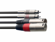 Stagg STC3CMXM, kabel 2x XLR samec/2x RCA, 3m