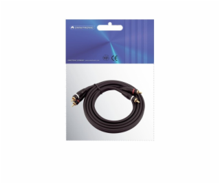 Kabel 2x 2 Cinch zástrčky, červená/černá, se zemí, 1,5m