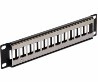 Delock 10” Keystone Patch Panel 12 Port metal black