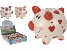 Kasička prasátko 9x8x7 cm se srdíčky keramika