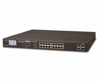 Planet FGSW-1822VHP PoE switch, 16x100,2x1000-TP/SFP, LCD...