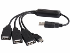 PremiumCord USB 2.0 HUB 4-portový, černý kabel