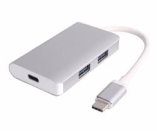 PremiumCord USB3.1 hub 2x USB3.0 + PD charge, hliníkové s...