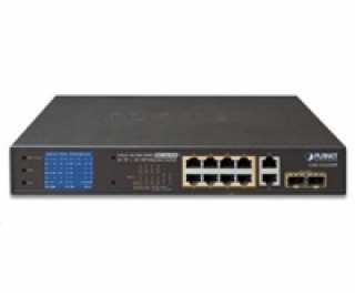 Planet GSD-1222VHP Switch, 8x PoE + 2x 1000Base-T + 2x SF...