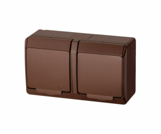 Inštalačná dvojzásuvka Galatea 5322-01 IP44 hnedá