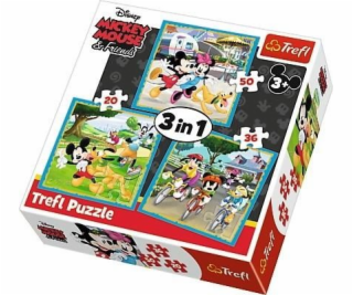 Puzzle 3v1 Mickey Mouse - S přáteli