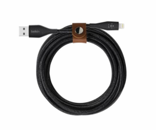Belkin DURATEK Lightning kabel, 3m, černý - odolný + řemínek