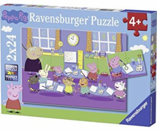 Puzzle Ravensburger pro děti Peppa do školy - 2 x 24 dílků
