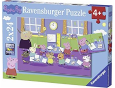 Puzzle Ravensburger pro děti Peppa do školy - 2 x 24 dílků