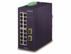 PLANET IGS-1820TF Průmyslový Switch 16x1Gb, 2xSFP, dual 12-48VDC/24VAC, -40~+75°C, fanless