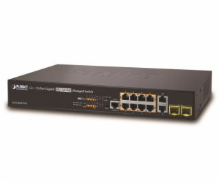Planet GS-5220-8P2T2S, L2/L3 PoE switch 8+2x TP,2x SFP(DD...