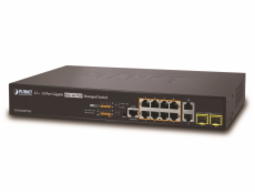 Planet GS-5220-8P2T2S, L2/L3 PoE switch 8+2x TP,2x SFP(DDM) 1000Base-X,Web/SNMPv3, IGMPv3,IEEE 802.3at-240W