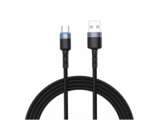 Tellur Data cable, USB to Type-C, LED, Nylon Braided, 1.2m black