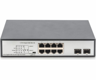 DIGITUS 8 Port Gigabit Switch 8xRJ45 (6xPoE)+ 2G SFP 180W...
