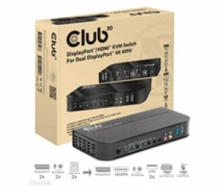Club3D síťový přepínač - Switch, DP/HDMI KVM Switch - Dua...