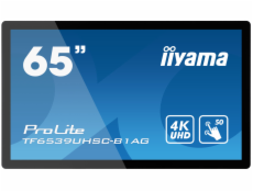 65  iiyama TF6539UHSC-B1AG: IPS, 4K, capacitive, 50P, 500cd/m2, VGA, HDMI, DP, 24/7, IP54, černý