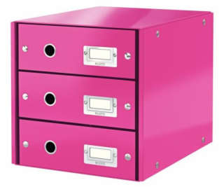 Zásuvkový box Leitz Click&Store, 3 zásuvky, růžová