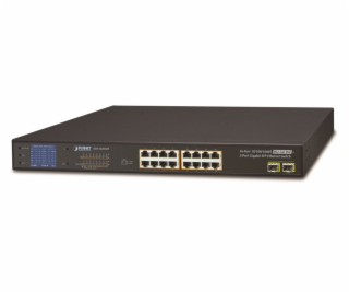 Planet GSW-1820VHP PoE switch, 16x1Gb + 2xSFP 1Gb, LCD, V...