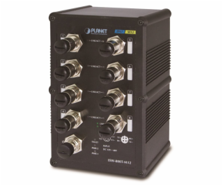 PLANET vodotěsný průmyslový switch, 8x100Mb M12, -40~+75°...