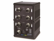 PLANET vodotěsný průmyslový L3  switch, 6xGE M12, -40~75°C, 9-48VDC, IP67, EN50155