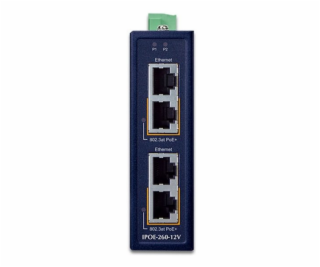 Planet IPOE-260-12V PoE průmyslový injektor, 2x port, 4x1...