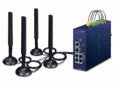Planet dual 5G/LTE bezpečnostní brána, 2x WAN + 3x LAN, DI/DO, GPS, DIN, IP30, -40/+75°C, dual 9-54VDC