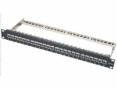 XtendLan Patch panel 19 , 24 portů osazený keystone CAT6A, stíněný