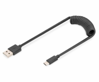 DIGITUS USB Typ A na USB  Typ C Pružinový kabel TPE USB 2...