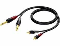 Kabel 2x RCA / Cinch samec - 2x 6,3 mm Mono 3m samec konektor