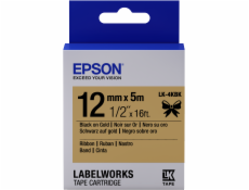 Epson zásobník se štítky – saténový pásek, LK-4KBK černá / zlatá, 12 mm (5 m)