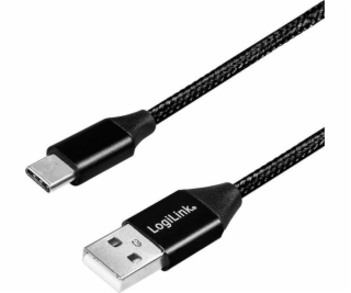 Kabel USB LogiLink USB-A - USB-C 0.3 m Czarny (CU0139)