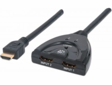 Manhattan HDMI 2/1, zintegrowany kabel 207416